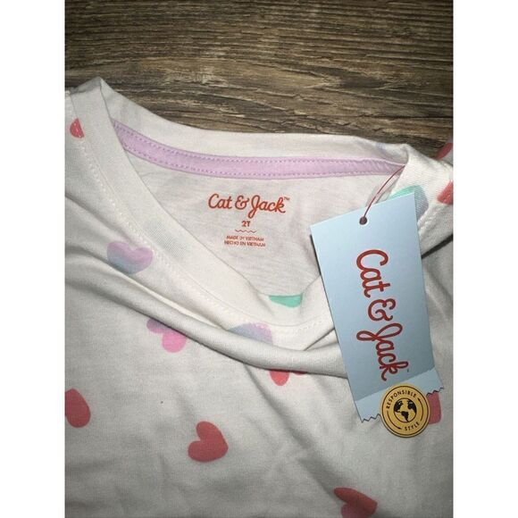 Toddler Girls' Tie-Dye Heart Short Sleeve T-Shirt - Cat & Jack Cream 2T, Ivory.T - Picture 3 of 4